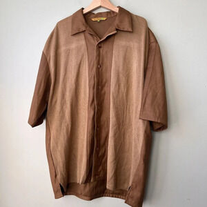 Silversilk Mens Brown‎ Short Sleeve Button-Up Shirt 2XL